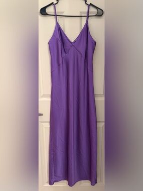 A New Day Satin Midi Slip Dress, Electric Purple, Medium